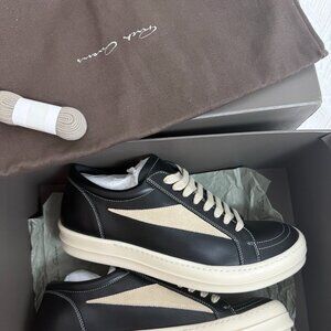 Rick Owens Black and Cream Sneakers
